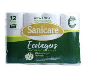 Sanicare Bathroom Tissue Ecolayers 3 Ply 600 sheets 12 Rolls
